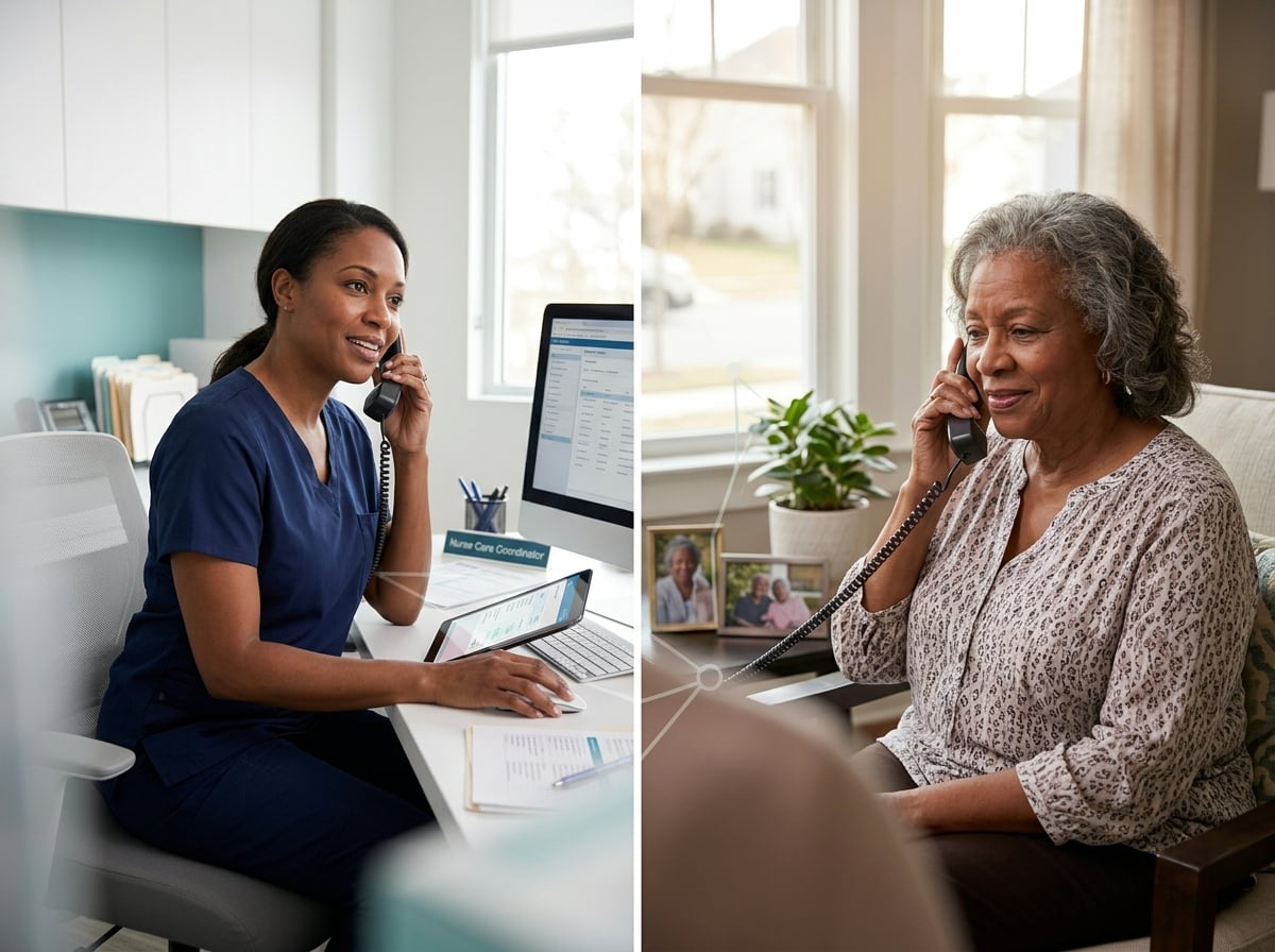 FPE care coordinator connecting a patient with their care team
